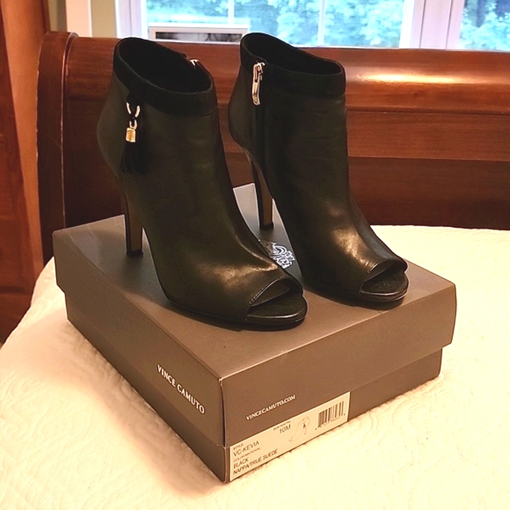 Vince Camuto "Kevia" Leather Peep Toe Bootie (10)
